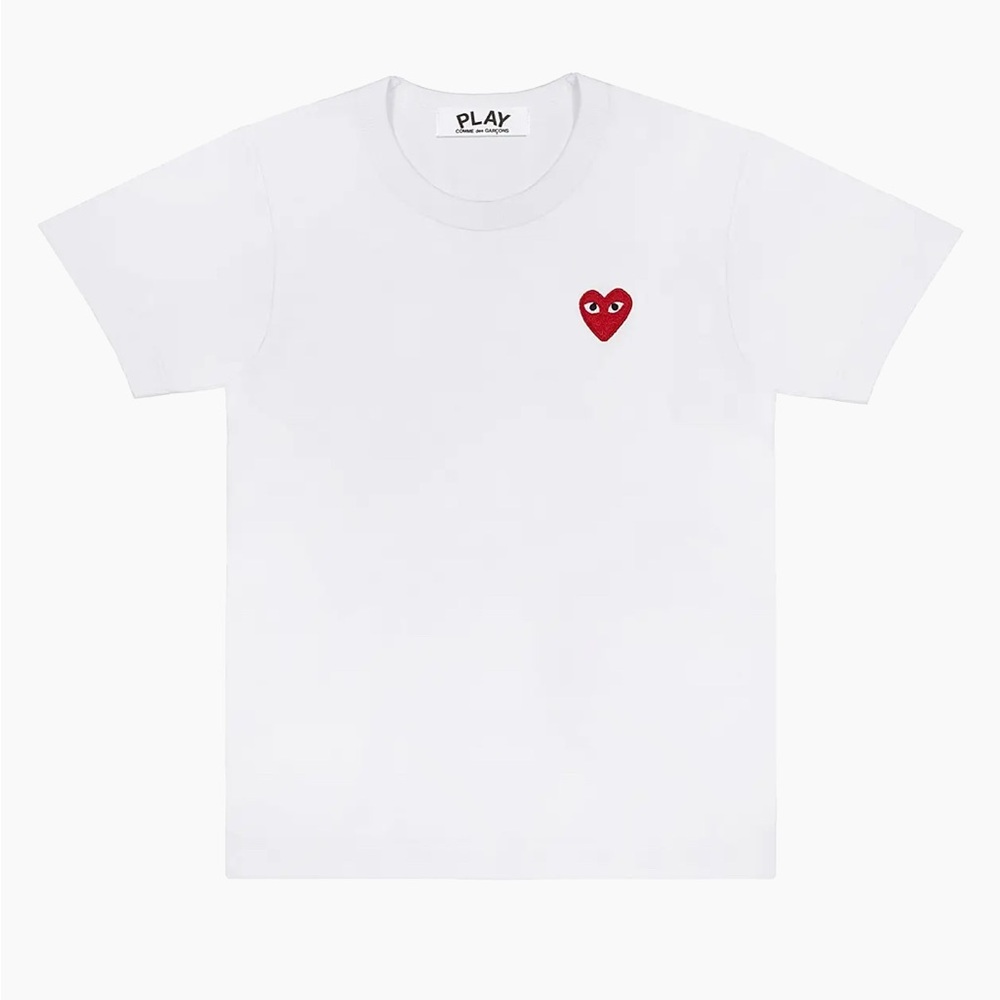 Comme Des Garçons White T-Shirt with Red Logo